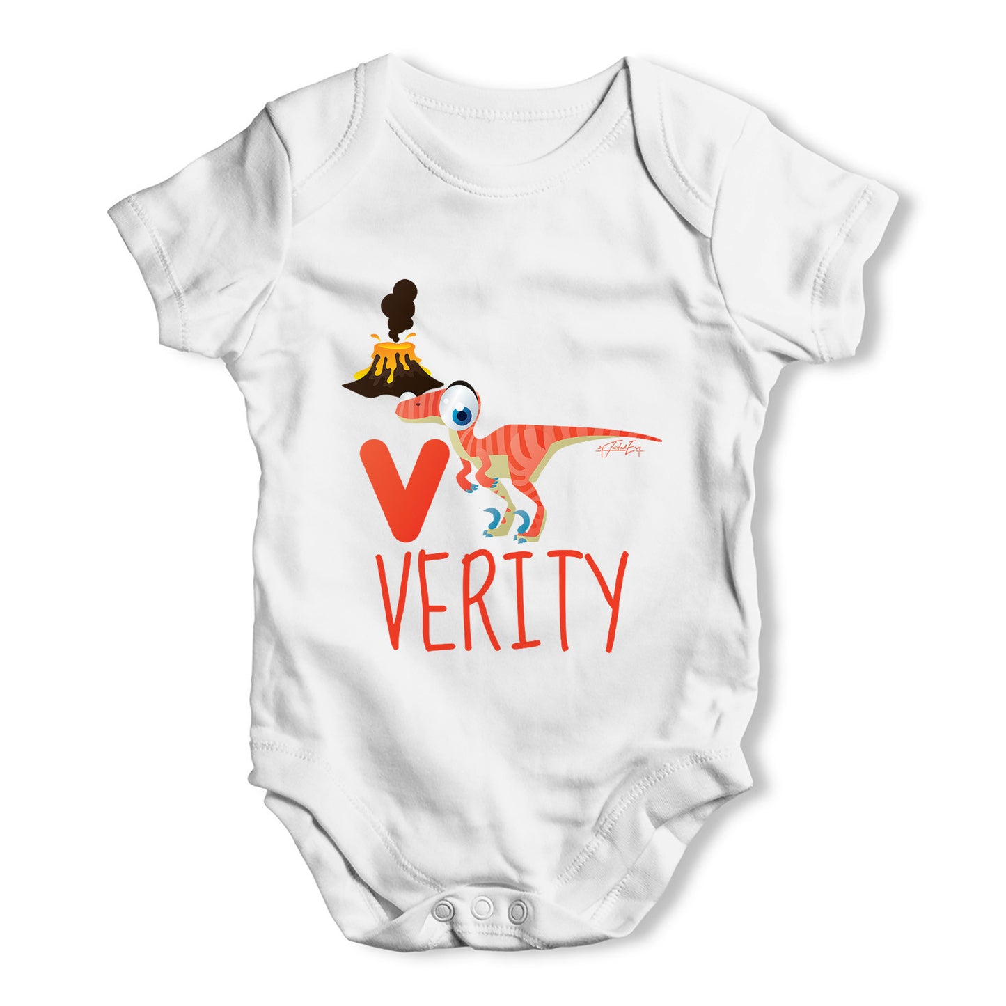 Personalised Dinosaur Letter V Funny One-piece Infant Baby Bodysuits Babygrows Onesie