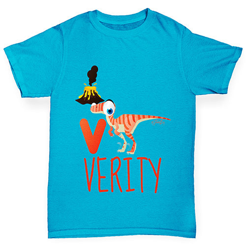 Personalised Dinosaur Letter V Boy's T-Shirt