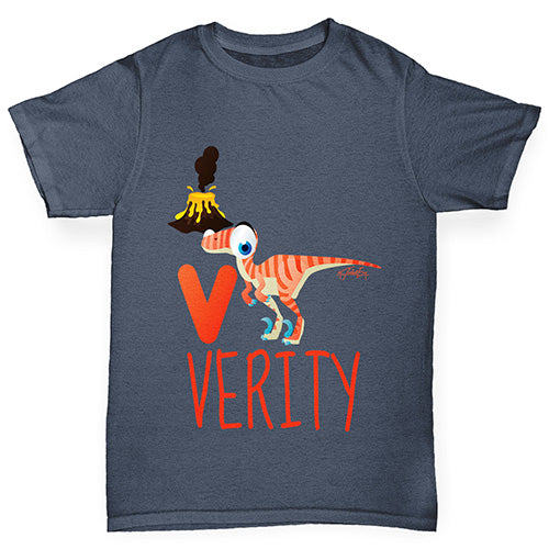 Personalised Dinosaur Letter V Boy's T-Shirt