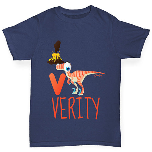 Personalised Dinosaur Letter V Boy's T-Shirt