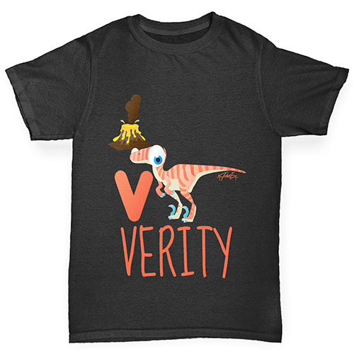 Personalised Dinosaur Letter V Girl's T-Shirt 