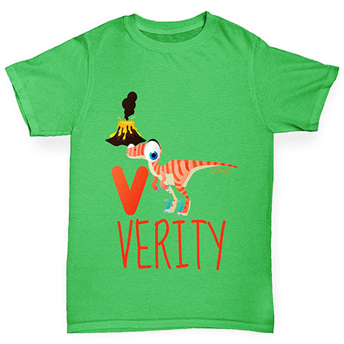 Personalised Dinosaur Letter V Girl's T-Shirt 
