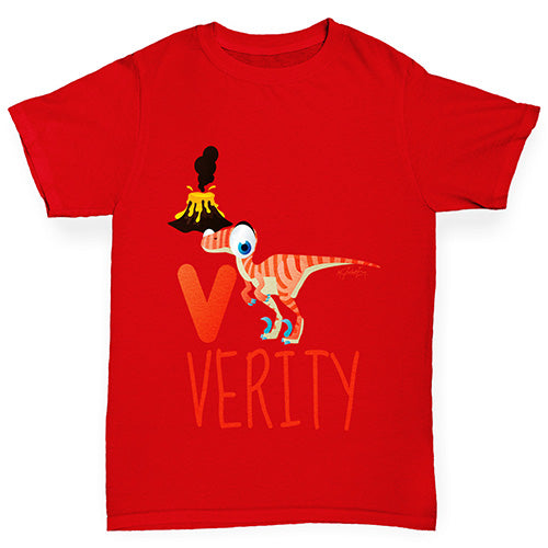 Personalised Dinosaur Letter V Girl's T-Shirt 