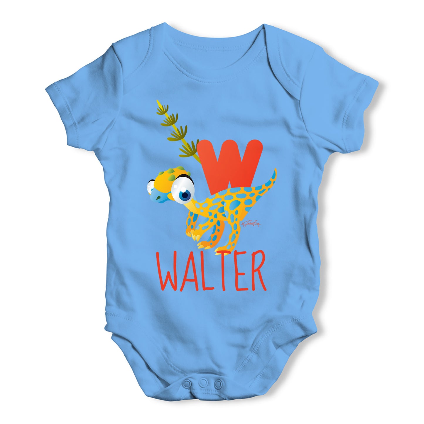 Personalised Dinosaur Letter W Funny One-piece Infant Baby Bodysuits Babygrows Onesie
