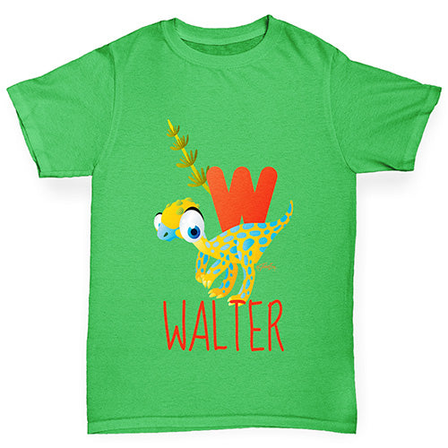 Personalised Dinosaur Letter W Boy's T-Shirt