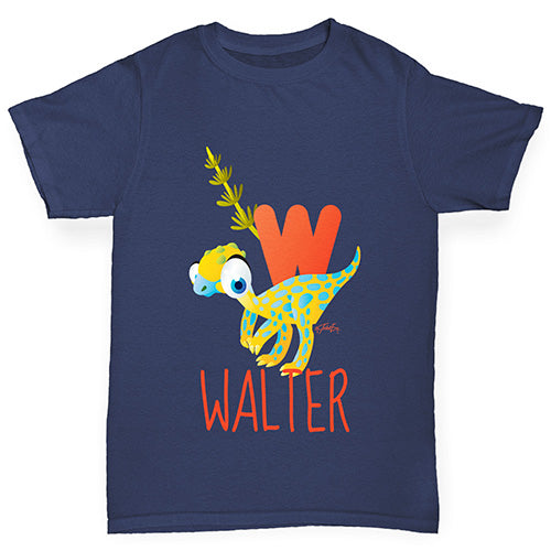 Personalised Dinosaur Letter W Boy's T-Shirt