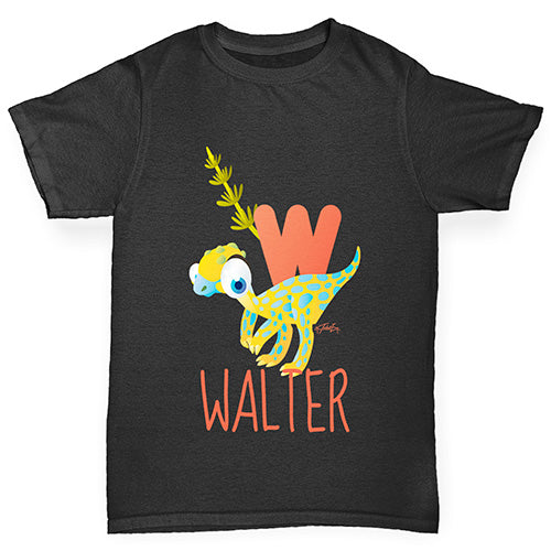 Personalised Dinosaur Letter W Girl's T-Shirt 