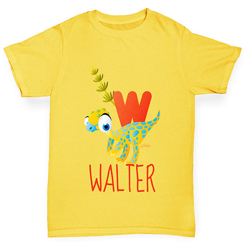 Personalised Dinosaur Letter W Girl's T-Shirt 