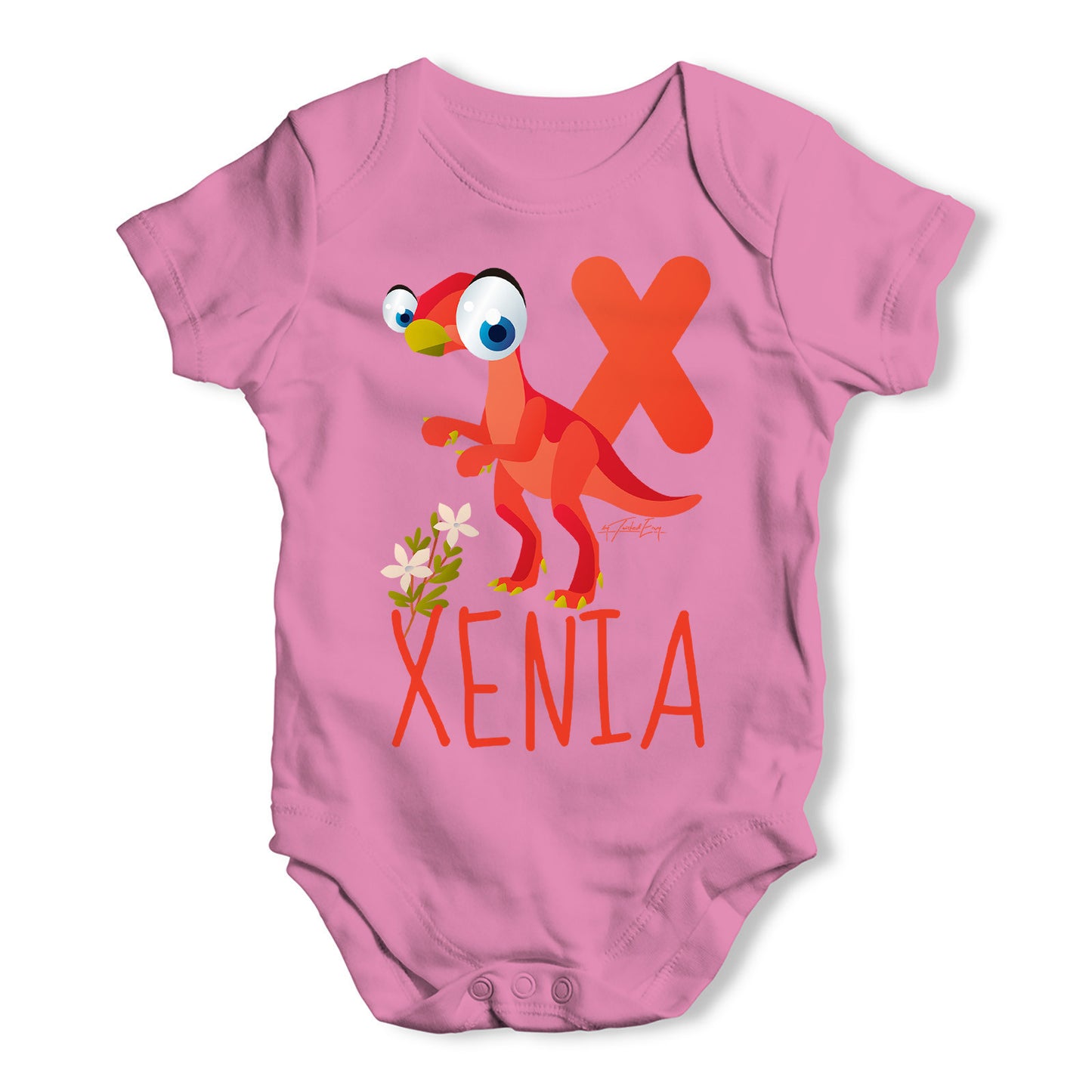 Personalised Dinosaur Letter X Funny One-piece Infant Baby Bodysuits Babygrows Onesie
