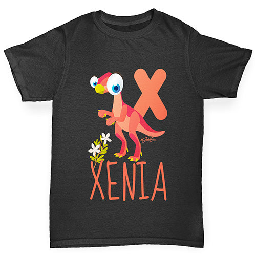 Personalised Dinosaur Letter X Girl's T-Shirt 