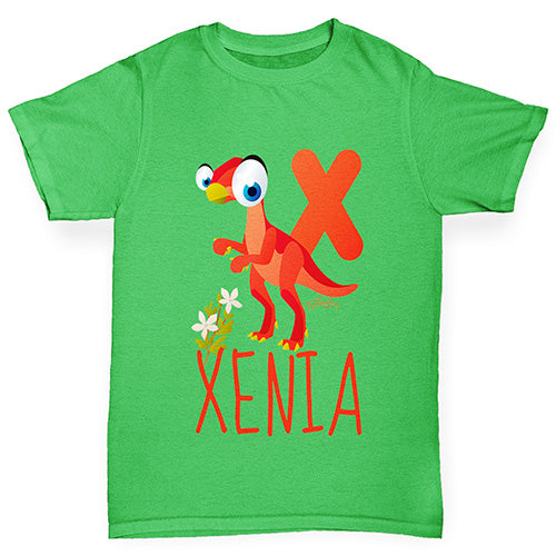 Personalised Dinosaur Letter X Girl's T-Shirt 