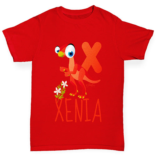 Personalised Dinosaur Letter X Girl's T-Shirt 