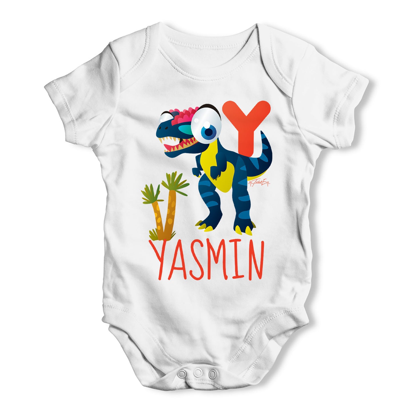 Personalised Dinosaur Letter Y Funny One-piece Infant Baby Bodysuits Babygrows Onesie