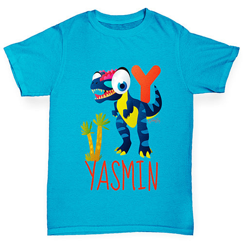 Personalised Dinosaur Letter Y Girl's T-Shirt 