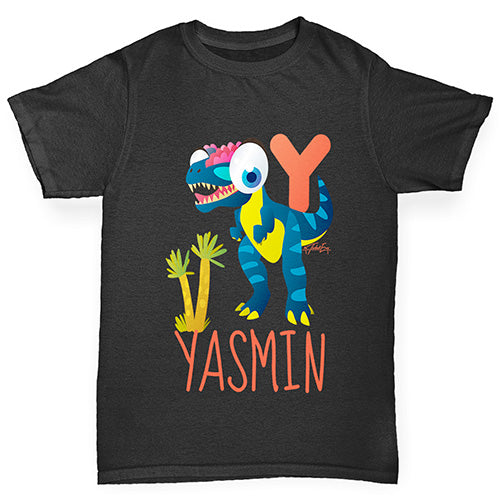 Personalised Dinosaur Letter Y Girl's T-Shirt 