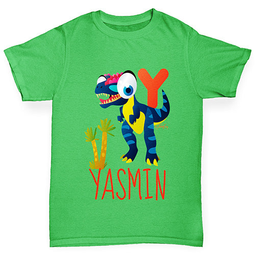 Personalised Dinosaur Letter Y Girl's T-Shirt 