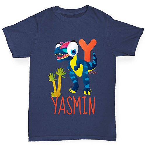 Personalised Dinosaur Letter Y Girl's T-Shirt 