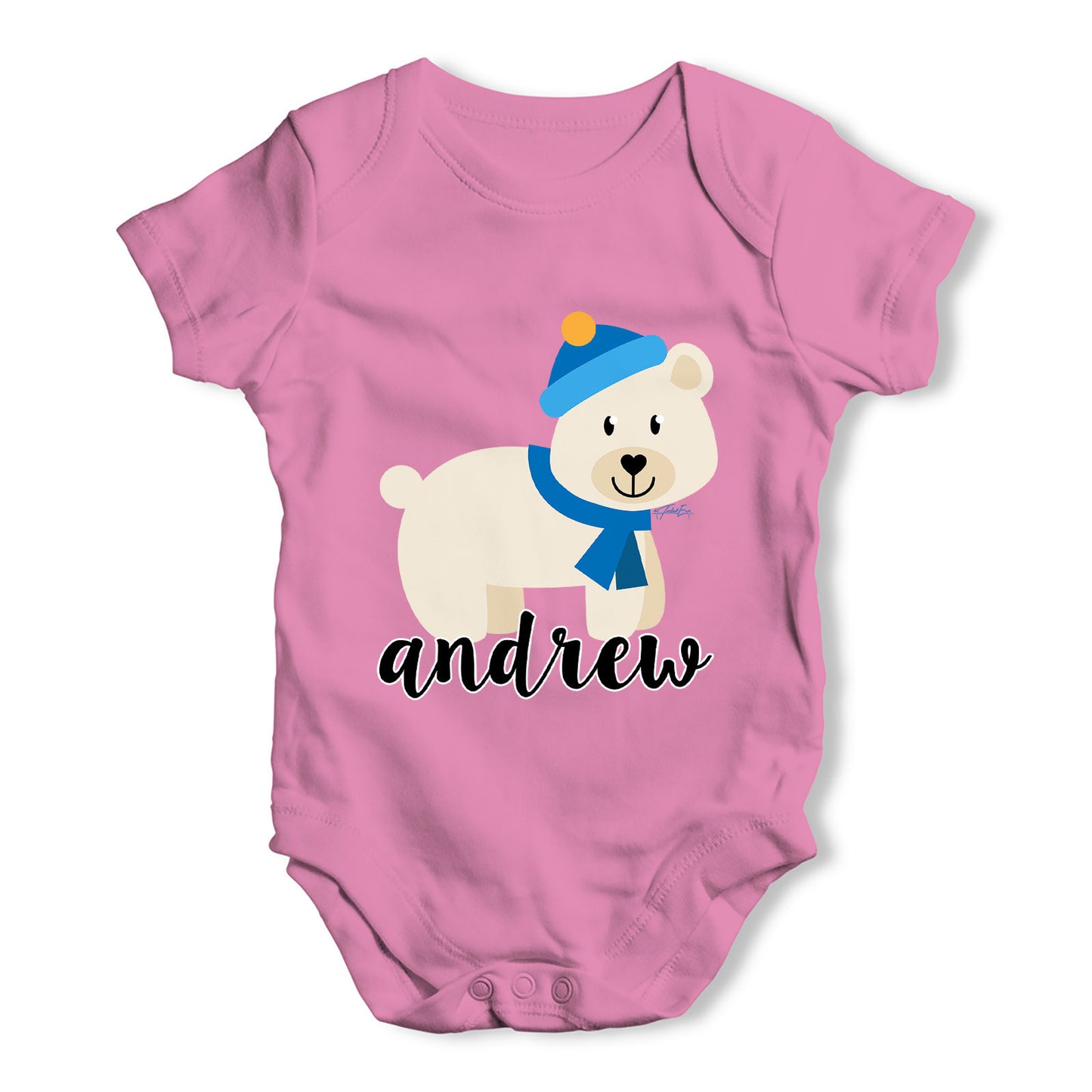 Personalised Cartoon Polar Bear Baby Grow Bodysuit