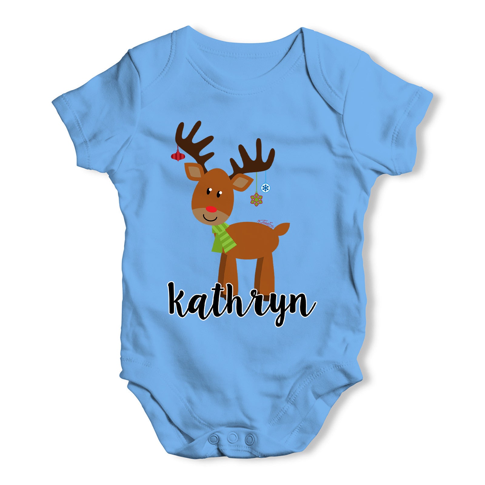 Personalised Cartoon Reindeer Baby Grow Bodysuit