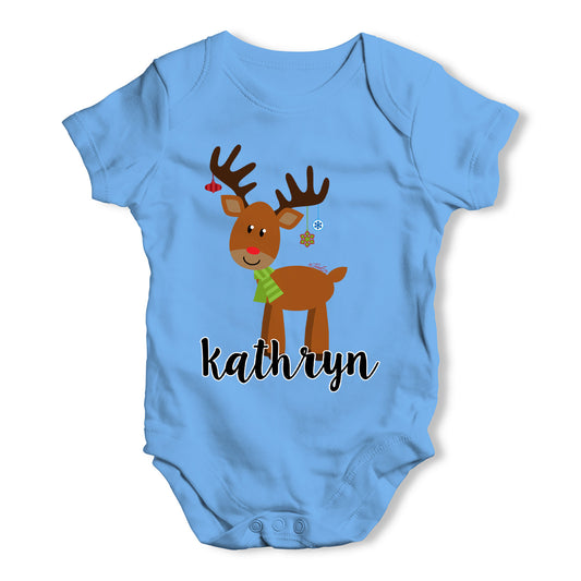 Personalised Cartoon Reindeer Baby Grow Bodysuit