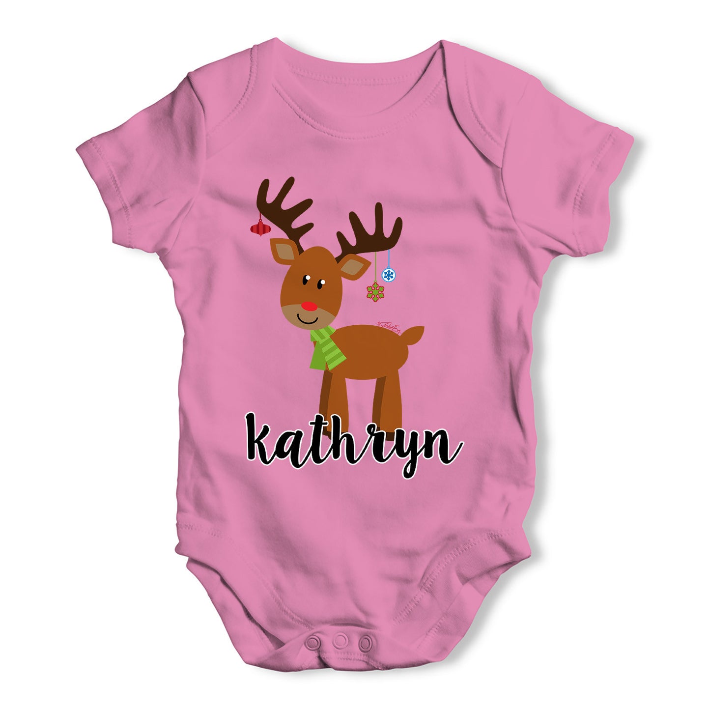 Personalised Cartoon Reindeer Baby Grow Bodysuit