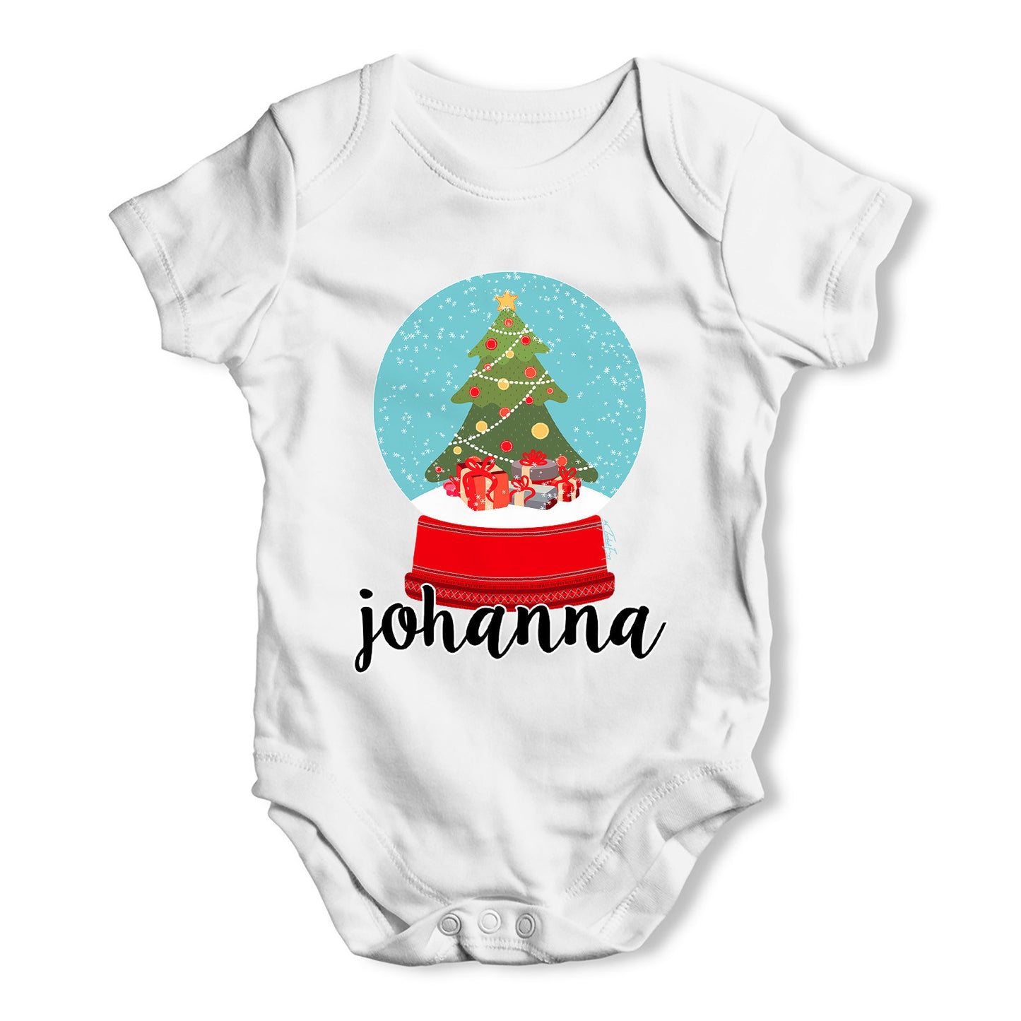 Personalised Christmas Snow Globe Baby Grow Bodysuit