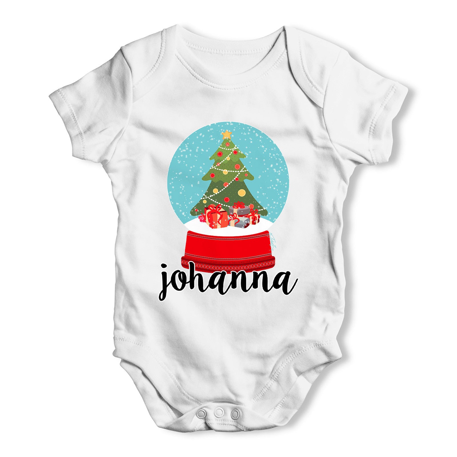 Personalised Christmas Snow Globe Baby Grow Bodysuit