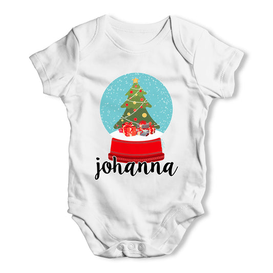 Personalised Christmas Snow Globe Baby Grow Bodysuit