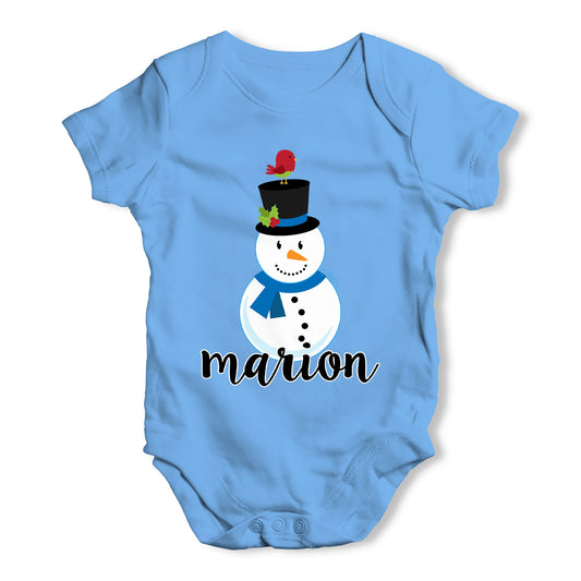 Personalised Cartoon Snowman Baby Grow Bodysuit