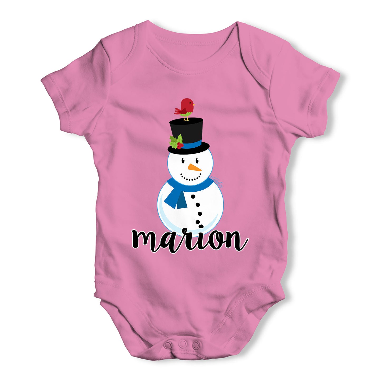 Personalised Cartoon Snowman Baby Grow Bodysuit