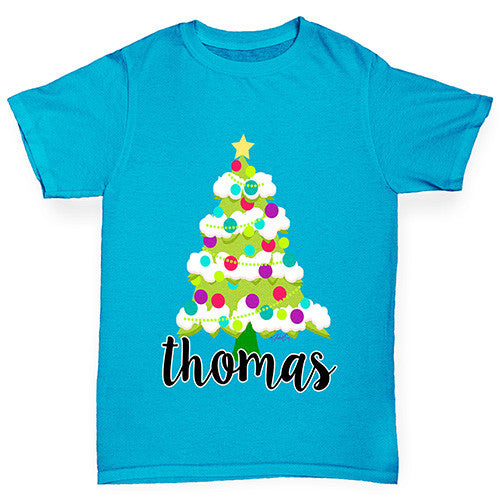 Personalised Cartoon Christmas Tree Girl's T-Shirt 