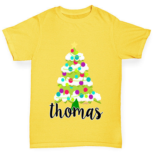 Personalised Cartoon Christmas Tree Girl's T-Shirt 