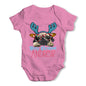 Personalised Candy Cane Pug Baby Grow Bodysuit
