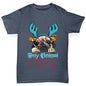 Personalised Christmas Deer Pug Boy's T-Shirt
