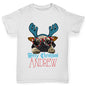 Personalised Christmas Deer Pug Boy's T-Shirt