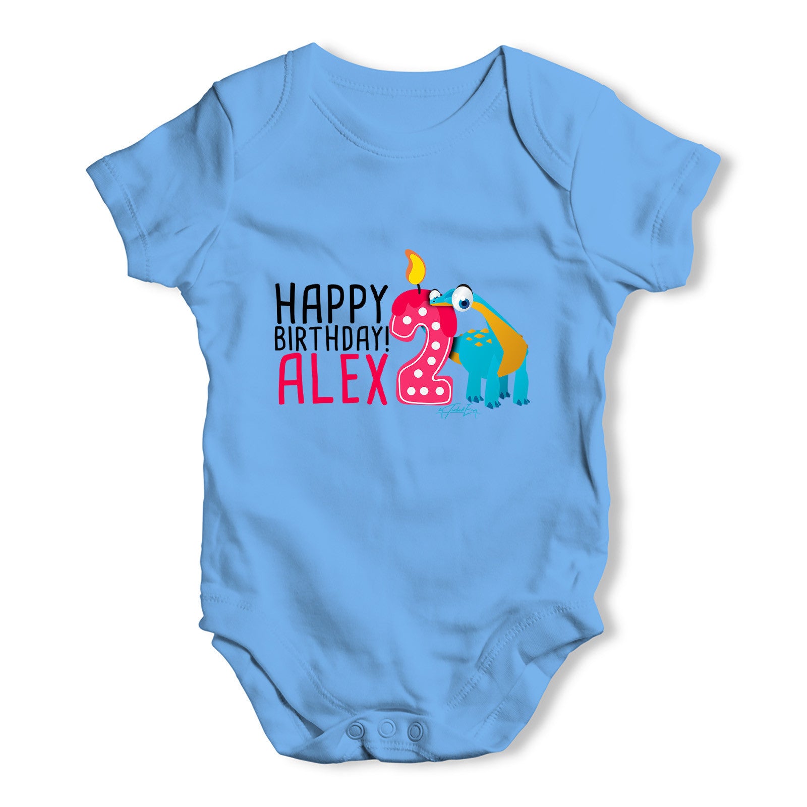 Personalised Dinosaur 2nd Birthday Baby Grow Bodysuit