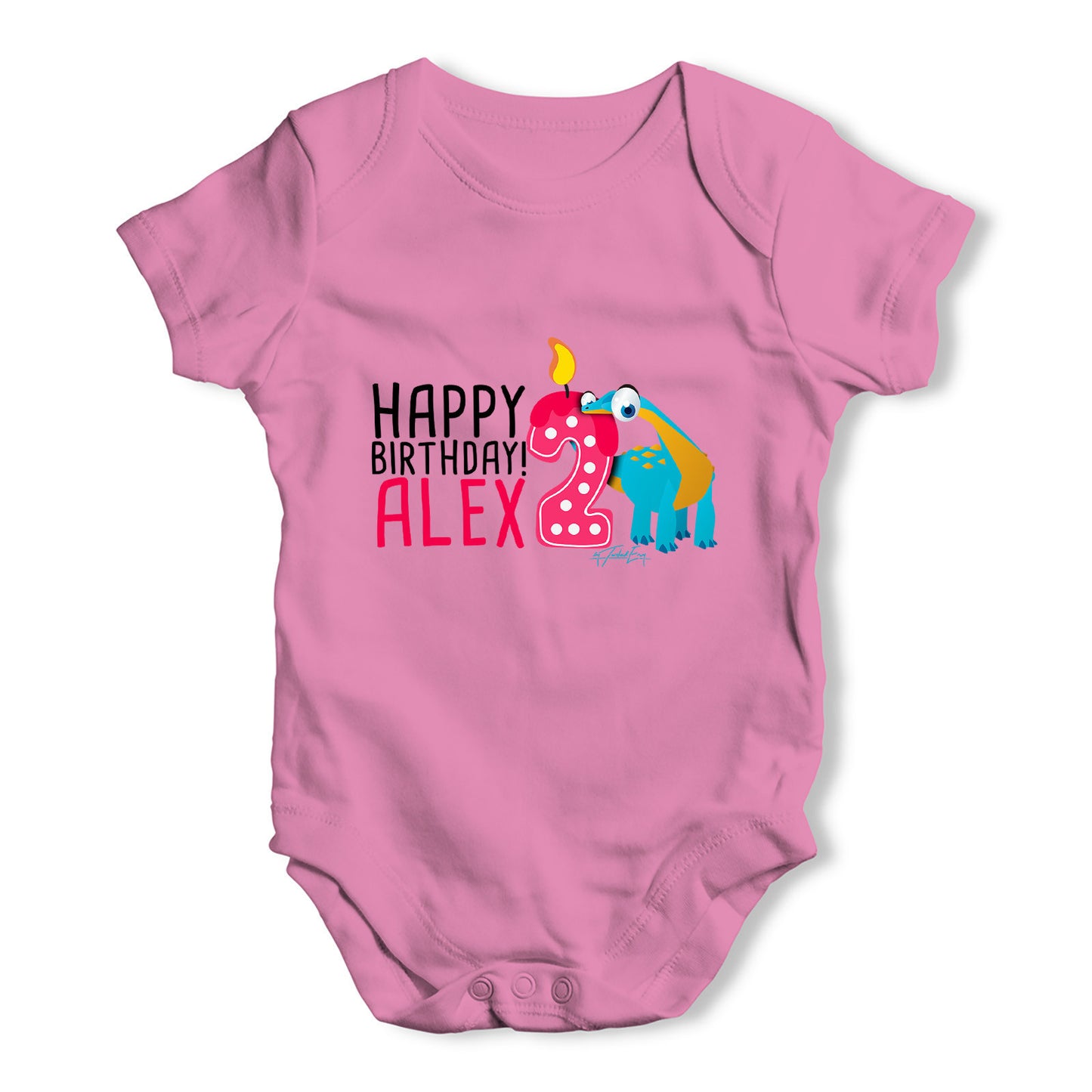 Personalised Dinosaur 2nd Birthday Baby Grow Bodysuit