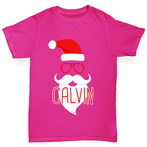 Personalised Hipster Santa Beard Girl's T-Shirt 