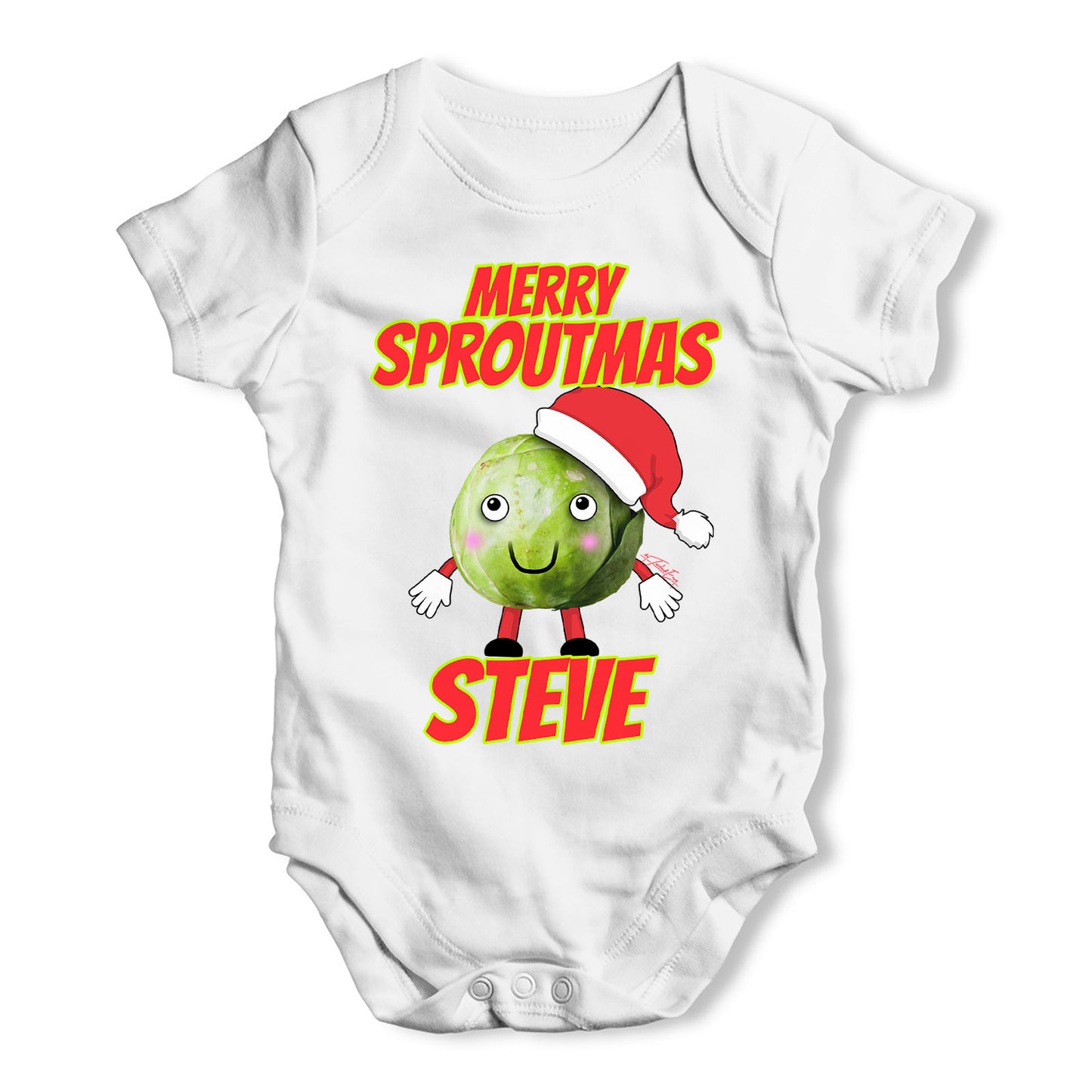 Personalised Merry Sproutmas Hat Baby Grow Bodysuit