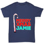 Personalised Cartoon Christmas Candy Cane Girl's T-Shirt 