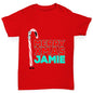 Personalised Cartoon Christmas Candy Cane Girl's T-Shirt 