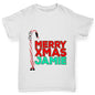 Personalised Cartoon Christmas Candy Cane Girl's T-Shirt 