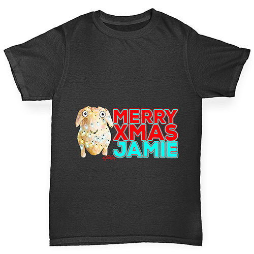 Personalised Cartoon Christmas Turkey Boy's T-Shirt