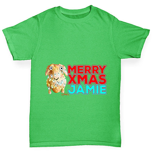 Personalised Cartoon Christmas Turkey Boy's T-Shirt