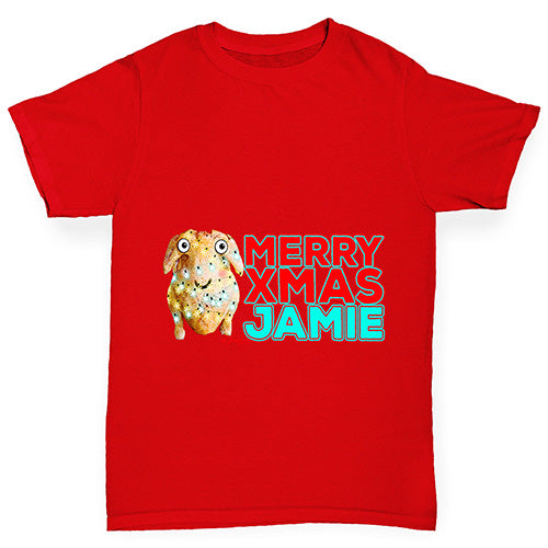 Personalised Cartoon Christmas Turkey Boy's T-Shirt
