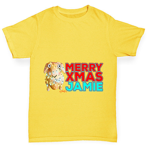 Personalised Cartoon Christmas Turkey Boy's T-Shirt