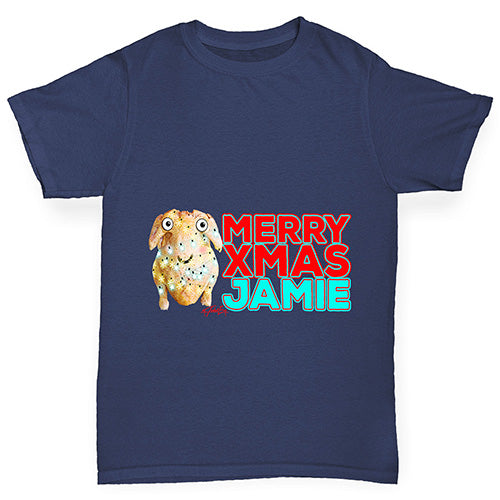 Personalised Cartoon Christmas Turkey Girl's T-Shirt 