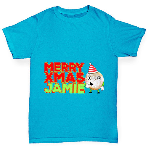 Personalised Cartoon Christmas Mince Pie Boy's T-Shirt