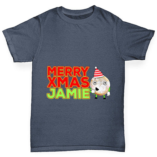 Personalised Cartoon Christmas Mince Pie Boy's T-Shirt