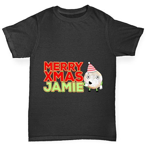 Personalised Cartoon Christmas Mince Pie Girl's T-Shirt 